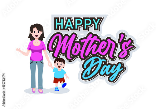 Happy Mothers Day Text, Happy Mothers Day vector design illustration for template, business, website