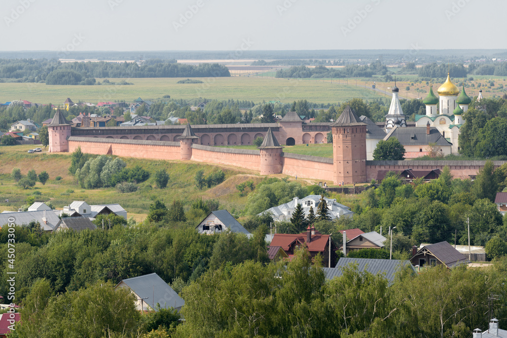 Aerial view of Suzdal with Saviour Monastery of Saint Euthymius. Suzdal, Russia