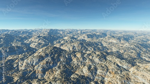 alien planet landscape, beautiful views of the mountains and sky with unexplored planets