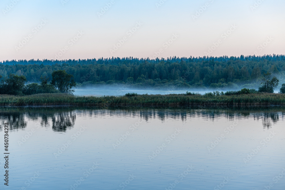 Fototapeta premium Beautiful morning landscape on the Svir river