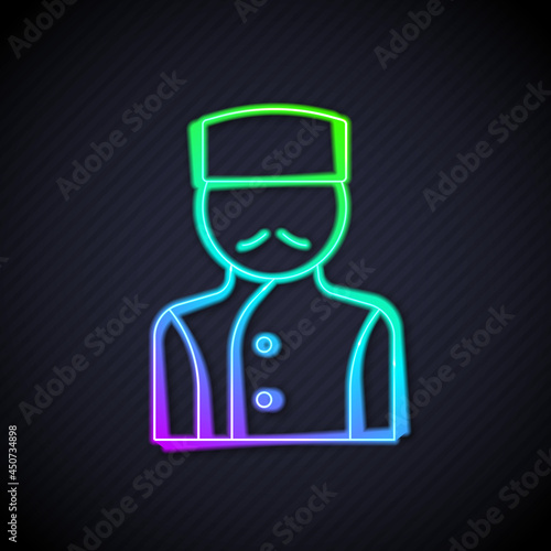 Glowing neon line Concierge icon isolated on black background. Vector