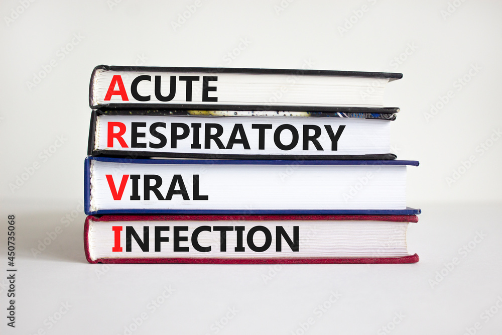 ARVI symbol. Abbreviation ARVI acute respiratory viral infection on books. Beautiful white background. Copy space. Medical and ARVI acure respiratory viral infection concept.