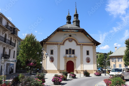 L'eglise catholique Saint Gervais et Saint Protais, vue de l'exterieur, ville de Saint Gervais les Bains, departement de Haute Savoie, France photo
