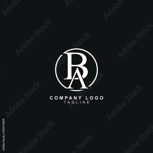 AB unique and minimal logo icon in white color and black background