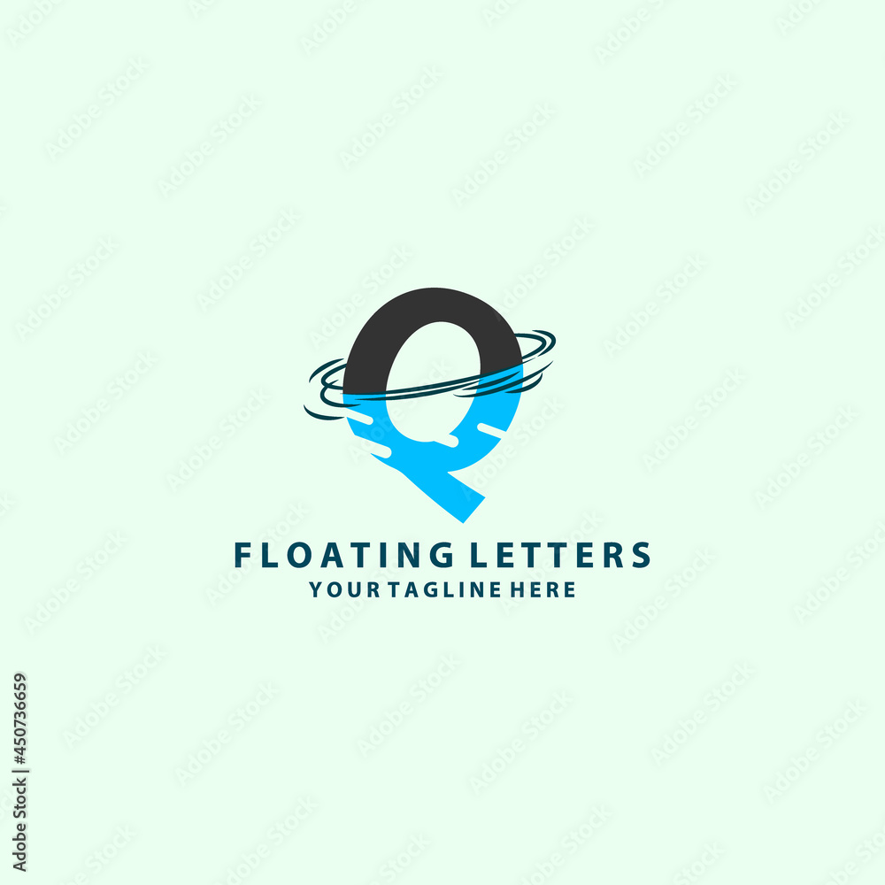 Q Letter Logo Design with Water Splash Ripples Drops Reflection Vector Icon Illustration. Q Letter Logo Design with Water Splash Ripples Drops Reflection Vector Icon Illustration.