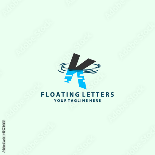 Letter K Water Plane Logo Design Vector Graphic Icon Emblem Illustration