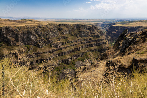 The Kasasgh river canyon at Saghmosavank monastery, Armenia. 