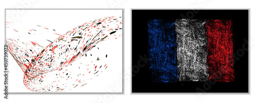 Multicolored paint splashes, smears, dust particles and debris are carried by the wind. A set of two templates. Design template for the design of banners, posters, booklets, covers, magazines. EPS 10