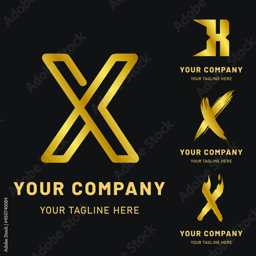 Golden Letter X Logo Collection