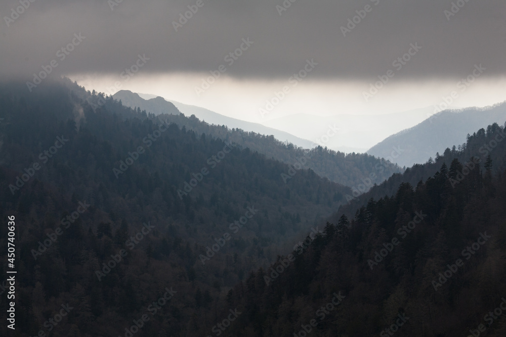 Looking Down-Valley towards the Chimneys, Great Smoky Mountains National Park Looking Down-Valley towards the Chimneys, Great Smoky Mountains National Park