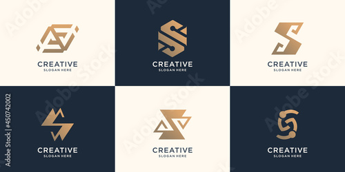 set of  logo s monogram design. icons for business of luxury, elegant, abstract concept.