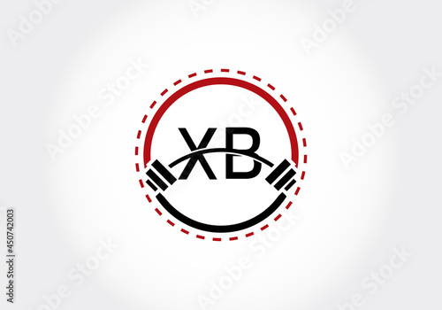Initial XB Letter alphabet with a barbell. Lifting vector logo design. Modern vector logo for bodybuilding, gym, fitness, and company identity