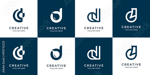 creative bundle letter d design black and white template. monogram logo d inspiration for business company,identity.