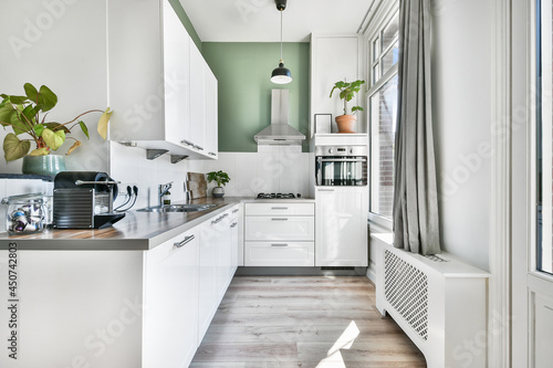 Interior of a beautiful kitchen of an elite house