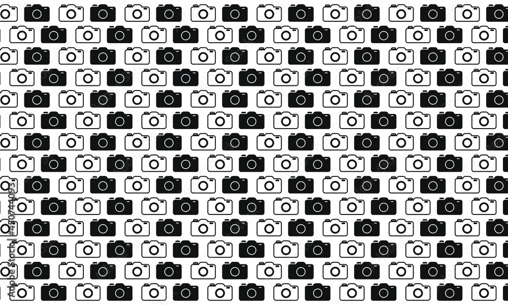 Black and White Camera Seamless Pattern Background