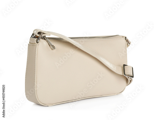 Women's leather mini bag isolated on white
