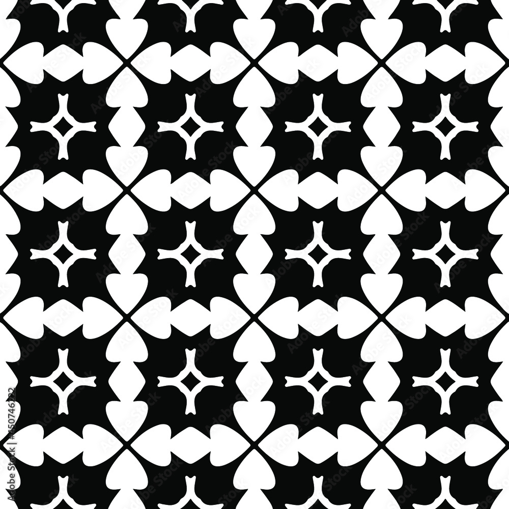 Fototapeta premium floral seamless pattern background.Geometric ornament for wallpapers and backgrounds. Black and white pattern.