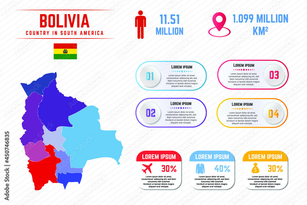 Colorful Bolivia Map Infographic Template