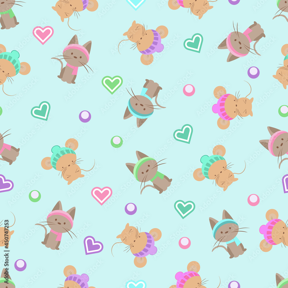 cat and mouse colorful seamless pattern cat and mouse colorful seamless pattern