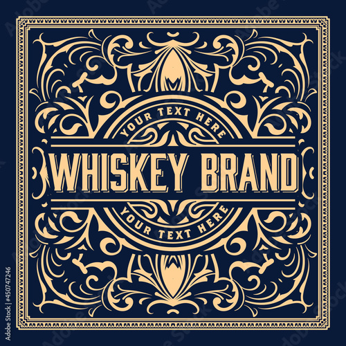 Whiskey label with old frames