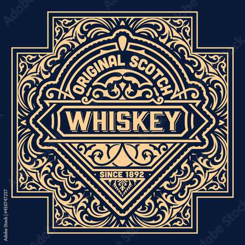 Whiskey label with old frames