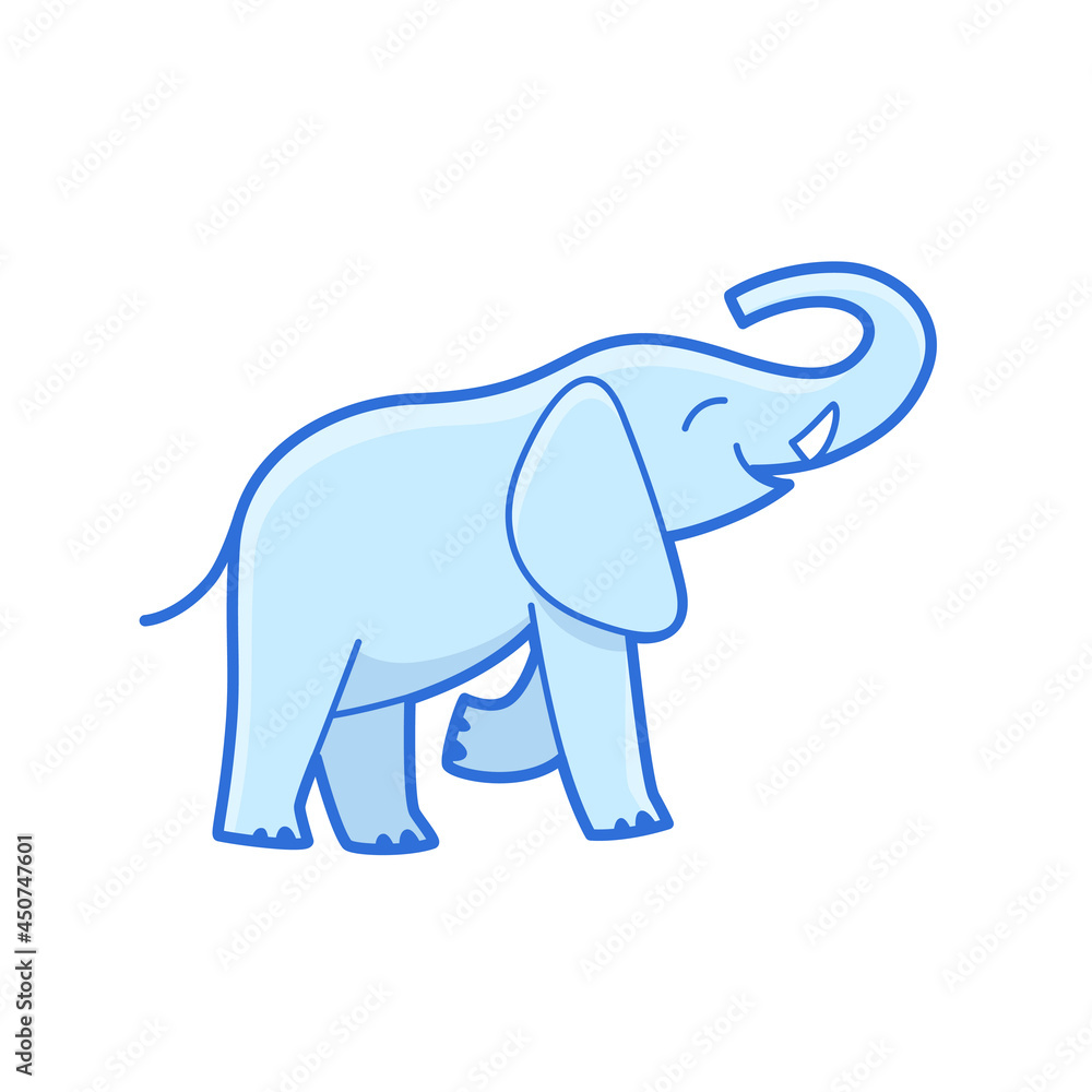 Cartoon elephant, cute character for children. Vector illustration in cartoon style for abc book, poster, postcard. Animal alphabet.