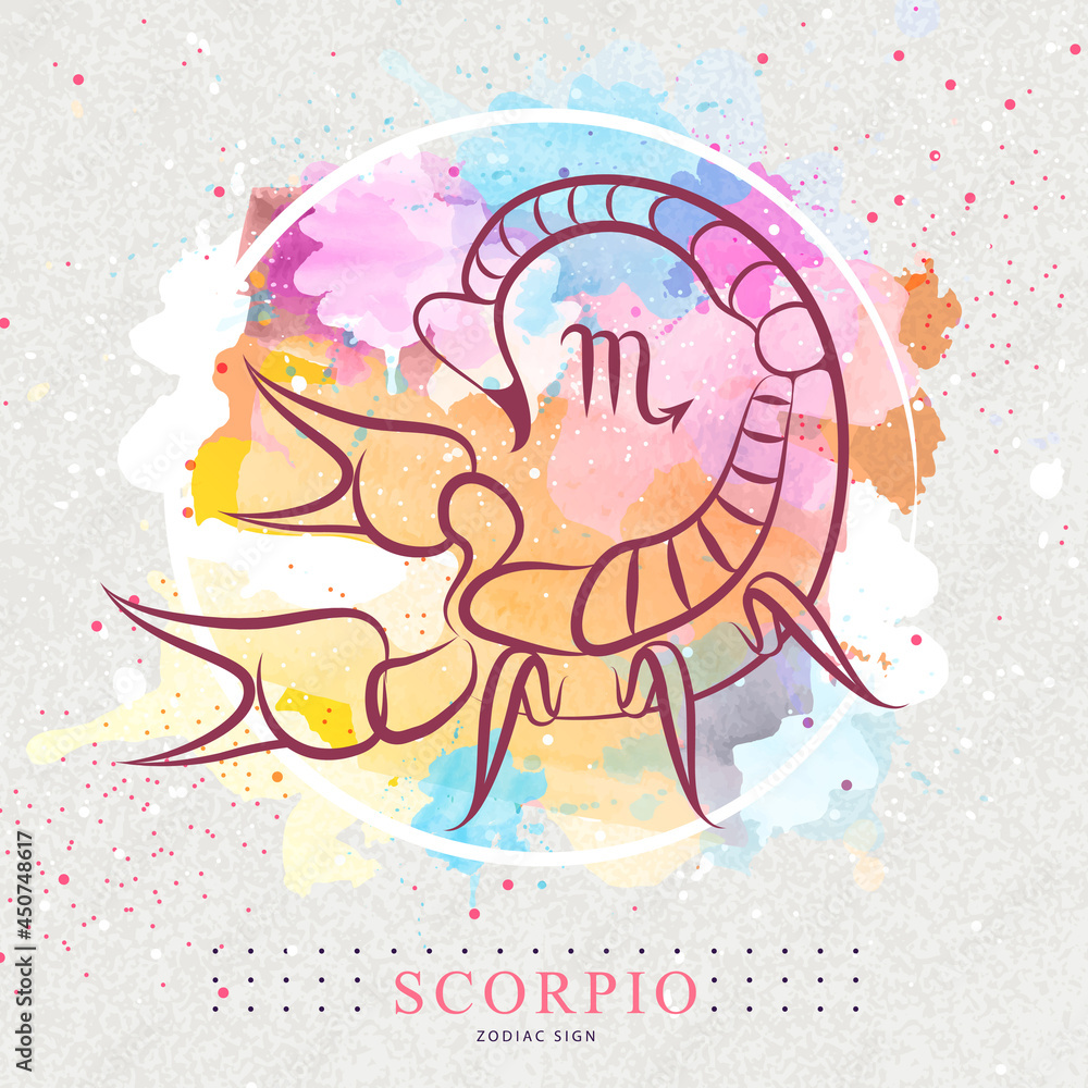Modern magic witchcraft card with astrology Scorpio zodiac sign. Scorpion logo design Modern magic witchcraft card with astrology Scorpio zodiac sign. Scorpion logo design