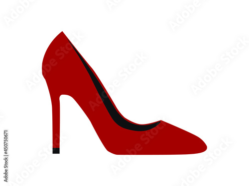 Obraz na plátne Red high heel shoe isolated on white background vector illustration