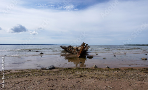 view of the Raketa shipwreck in the Gulf of Finland on the coast of northern Estonia © makasana photo