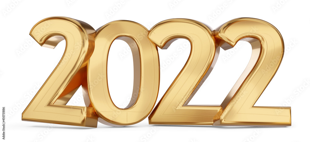 2022 bold letters golden symbol 3d-illustration 2022 bold letters golden symbol 3d-illustration