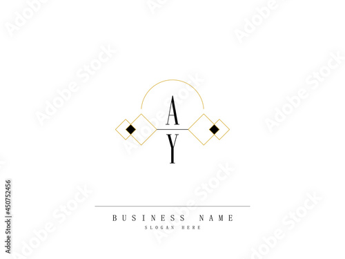 Letter AY Logo, Diamond ay Logo Template with Creative Line Art Concept Premium Vector for Luxury Diamond Ring Store photo