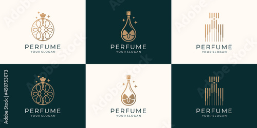 collection luxury perfume bottle logo template. logo for cosmetic, beauty, salon, product, skin care.
