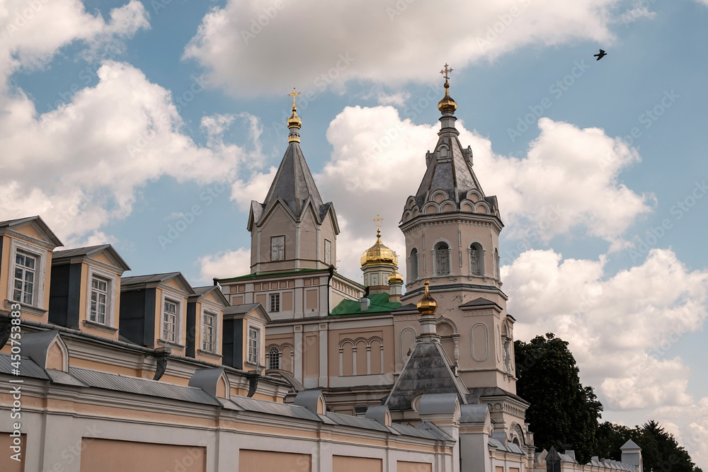 Orthodox Holy Trinity stauropegial patriarchal Convent in Korets, Rivne region, Ukraine. August 2021