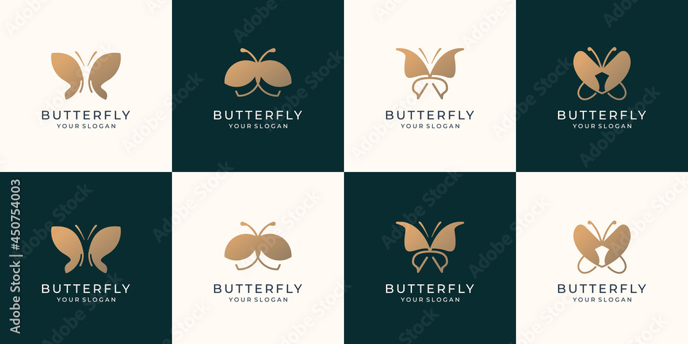 set of butterfly logo template. collection beauty butterfly inspiration for business company.