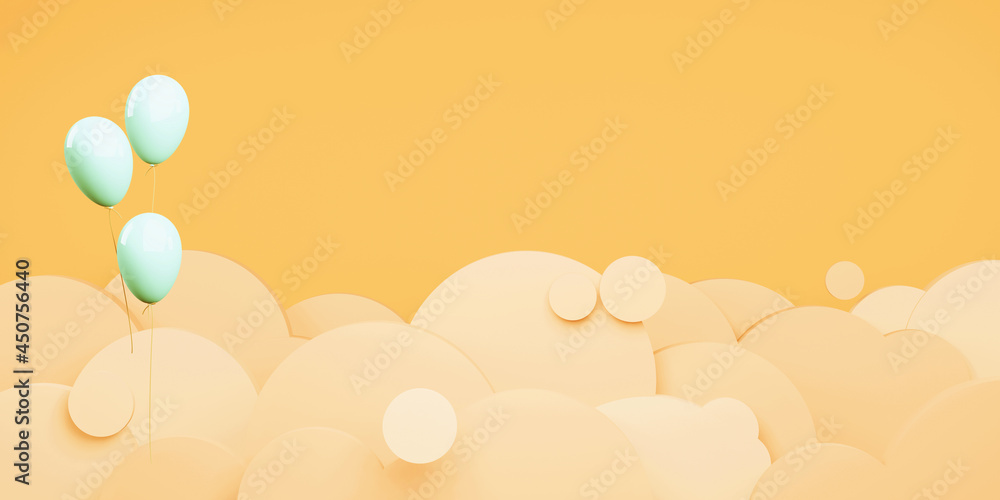 orange sky and clouds evening at sunset paper cut style 3D illustration