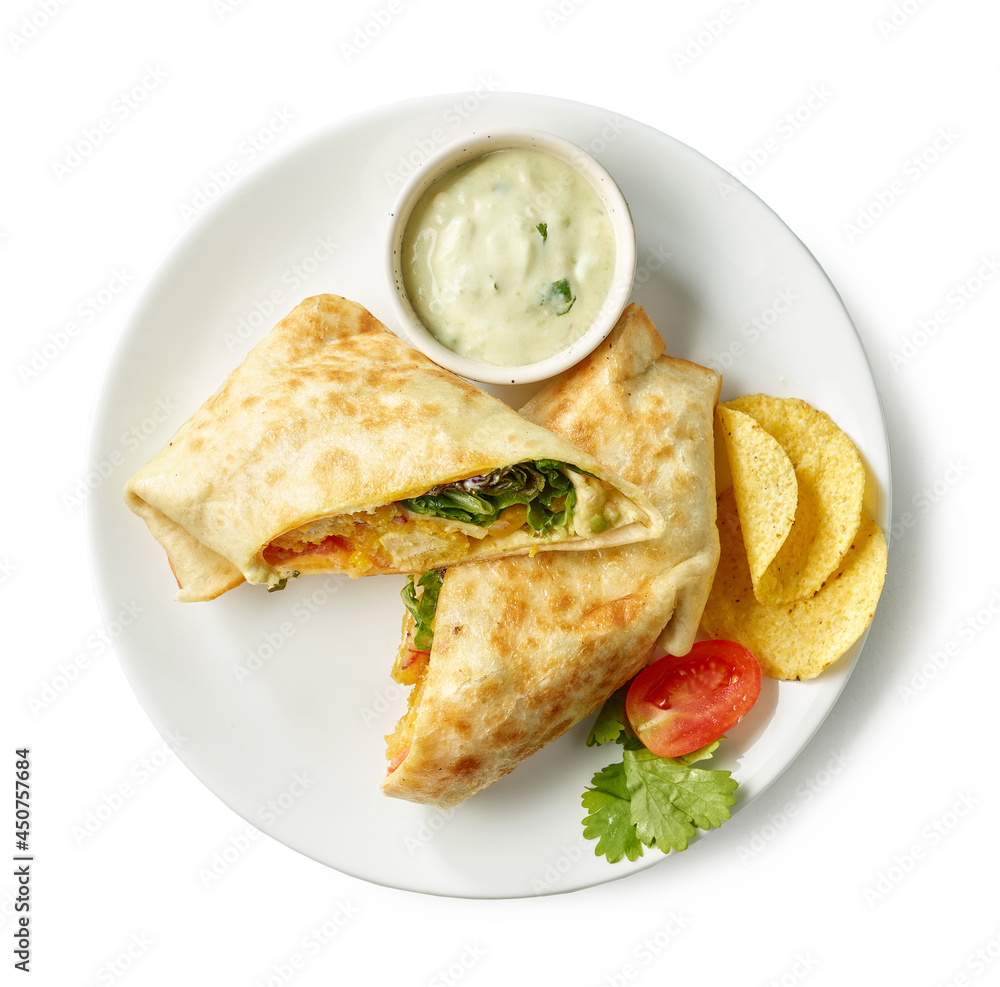tortilla with fried chicken and vegetables tortilla with fried chicken and vegetables