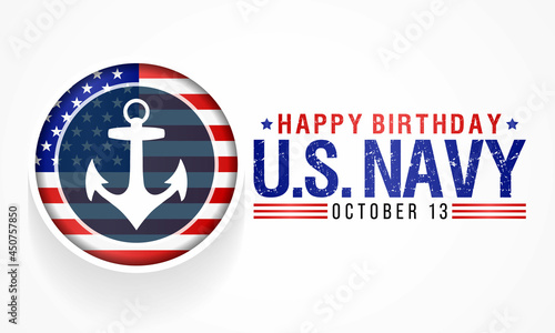 U.S. Navy birthday is observed every year on October 13 all across United States of America. Vector illustration photo