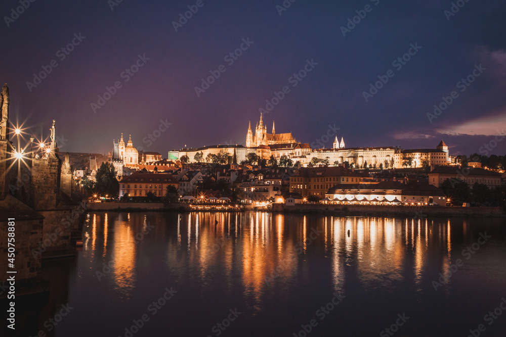 the night view of Prague