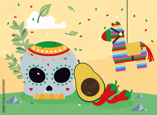 mexican skull and pinata