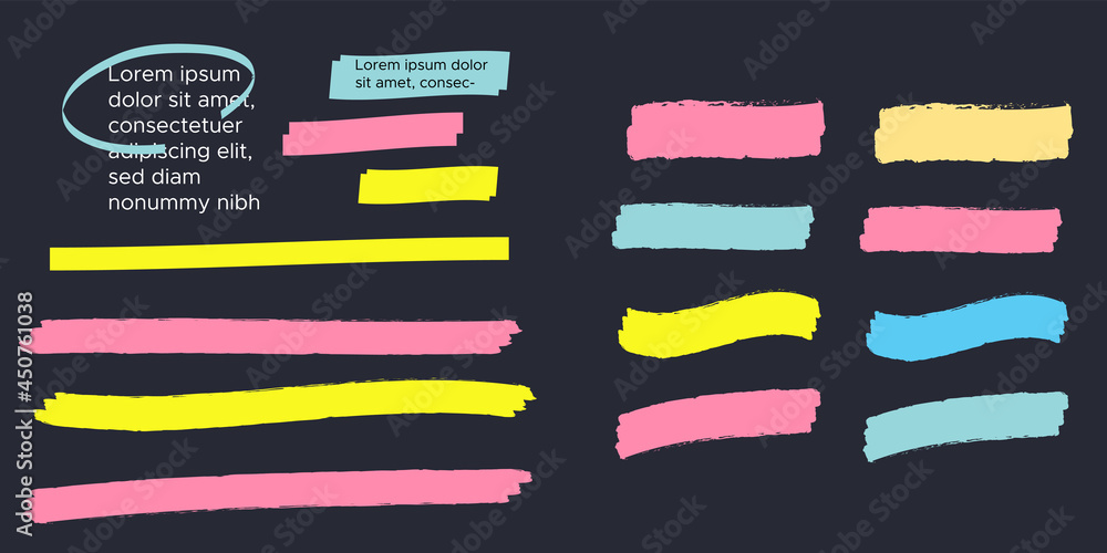 Marker marks. Yellow marker text selection vector Marker marks. Yellow marker text selection vector