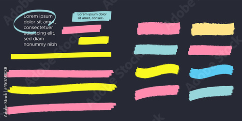Marker marks. Yellow marker text selection vector