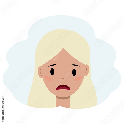 Illustration of a portrait of a young woman face upset