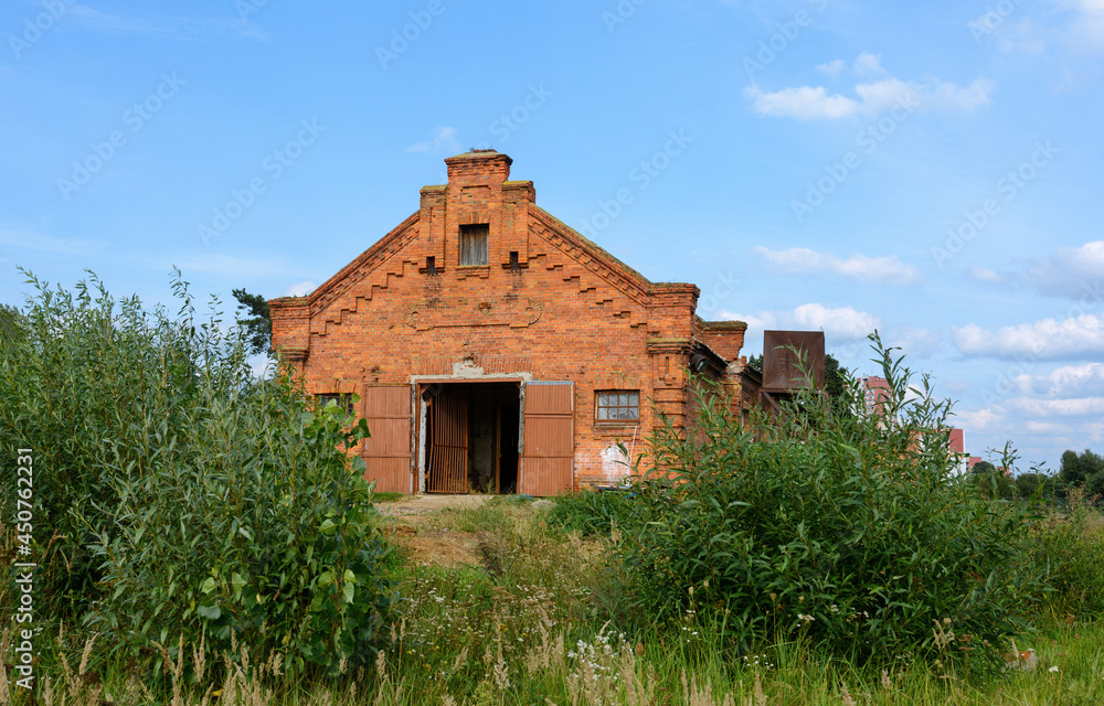 The Boguslavsky estate in Gomel. Stables building. Belarus. Barn. Service building