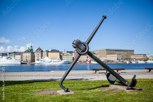 Anchor on waterfront in Stockholm photo