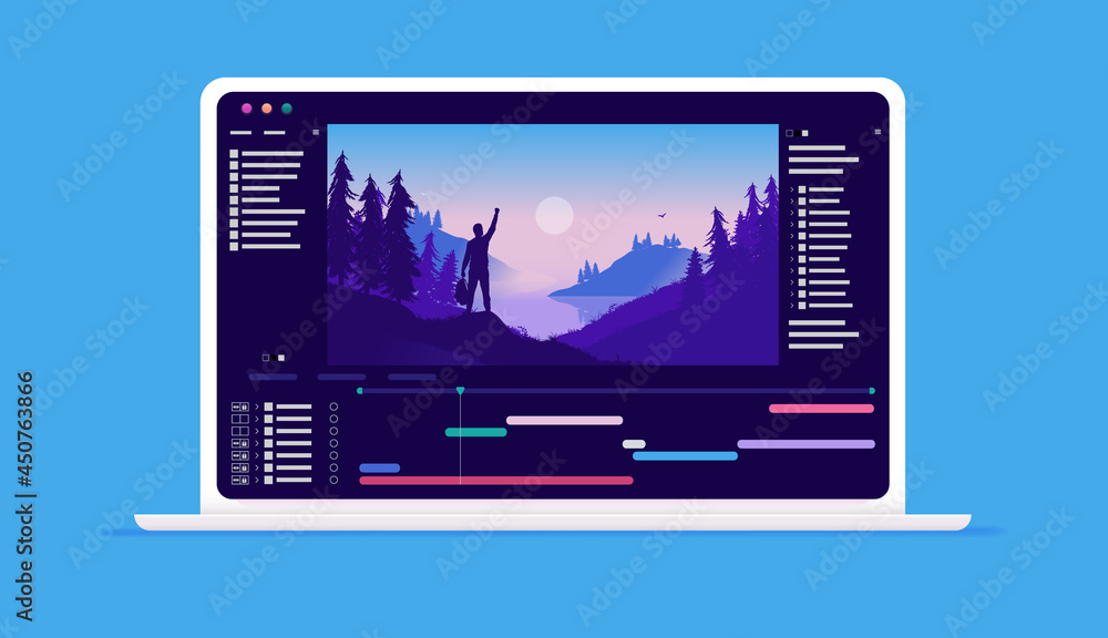 Video software on computer screen - Working with application for ...