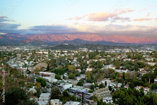 Vászonkép Sunset over Silverlake and Glendale CA.