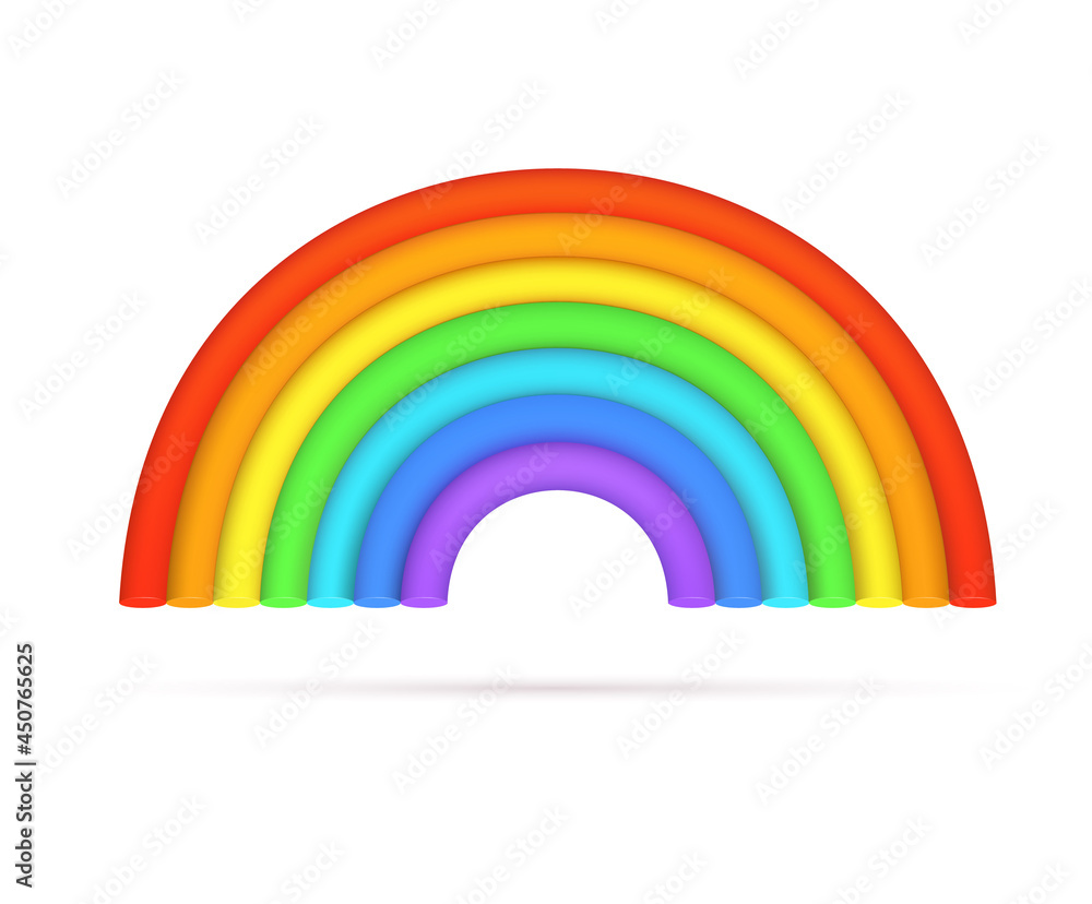Fototapeta premium Vector realistic bright rainbow arch 3d icon