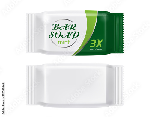 Vector realistic soap bar package mockup branding