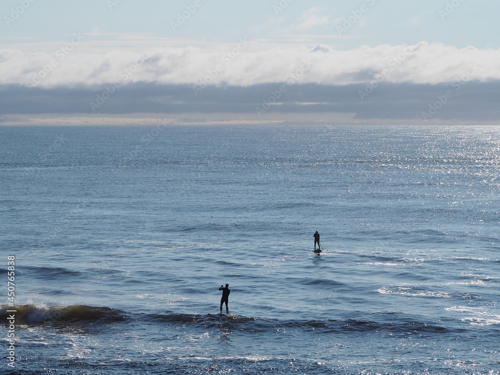 paddleboarders on Atlantic Ocean in Maine