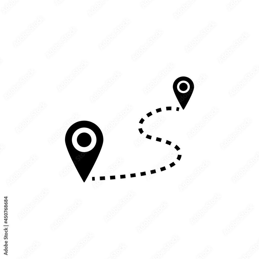 Icono de ruta. Concepto de ubicación, punto de partida y llegada, destino.  Mapa. Ilustración vectorial ilustración de Stock | Adobe Stock